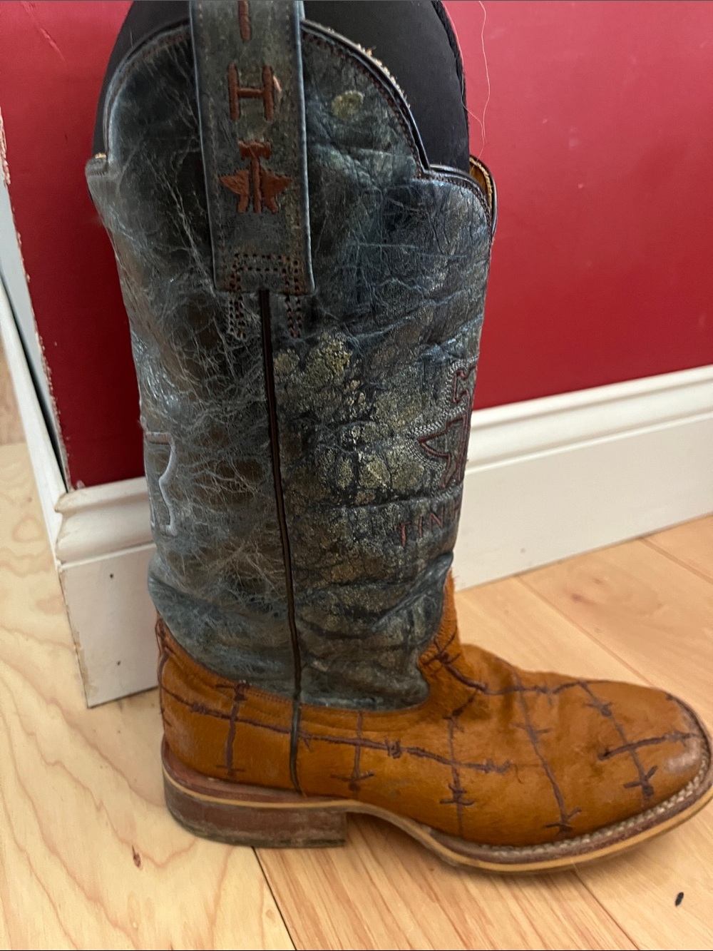 Tin Haul Two-Tone Brown & Blue Men's Western Cowboy Boot